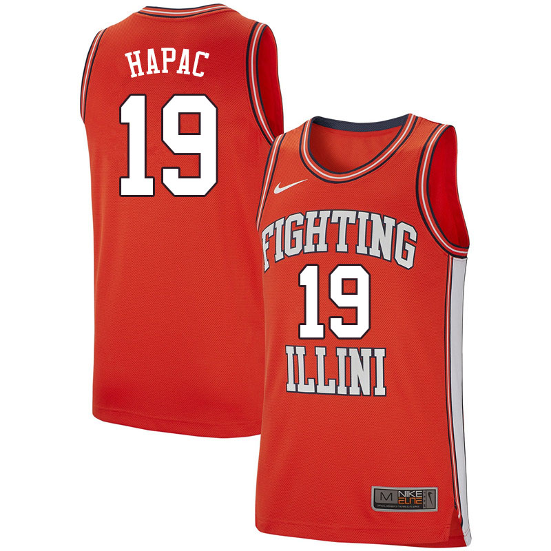 Men #19 Bill Hapac Illinois Fighting Illini College Basketball Jerseys Sale-Retro
